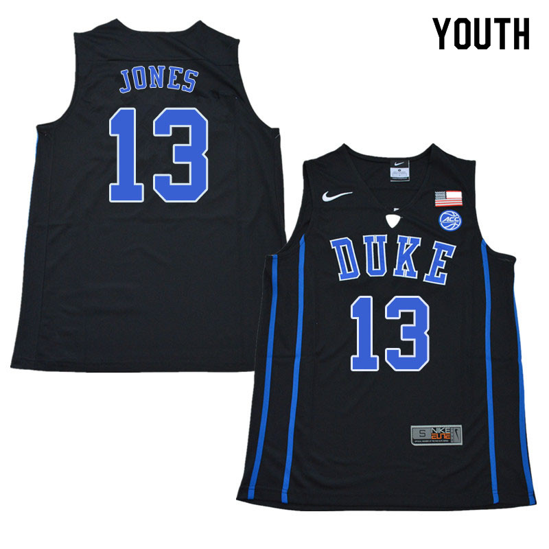 2018 Youth #13 Matt Jones Duke Blue Devils College Basketball Jerseys Sale-Black
